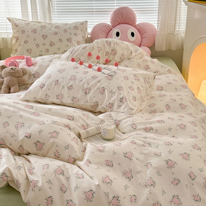 91家纺网 家纺一手货源 找家纺 昔可 2023新款全棉可爱动物卡通印花四件套 桃杏山野