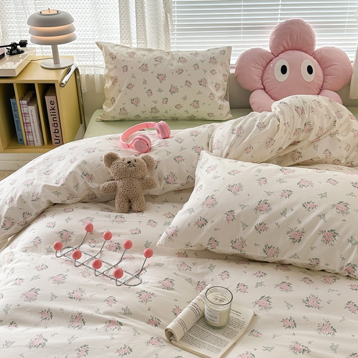 91家纺网 家纺一手货源 找家纺 昔可 2023新款全棉可爱动物卡通印花四件套 桃杏山野