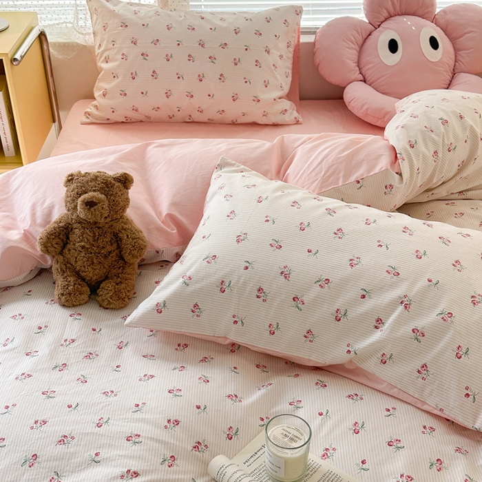 91家纺网 家纺一手货源 找家纺 昔可 2023新款全棉可爱动物卡通印花四件套 小椿芽