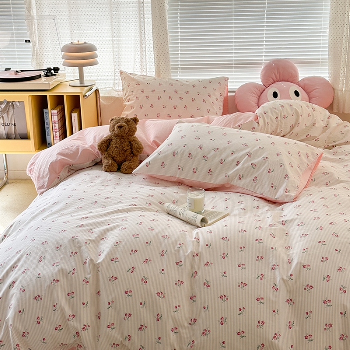 91家纺网 家纺一手货源 找家纺 昔可 2023新款全棉可爱动物卡通印花四件套 小椿芽