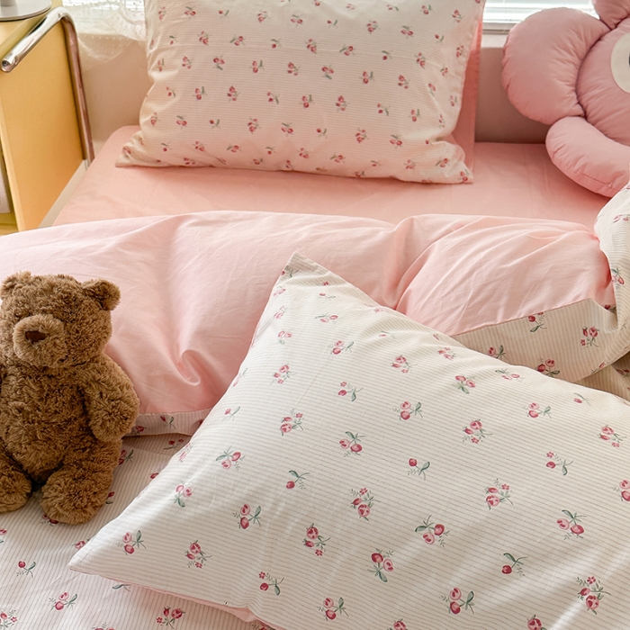 91家纺网 家纺一手货源 找家纺 昔可 2023新款全棉可爱动物卡通印花四件套 小椿芽