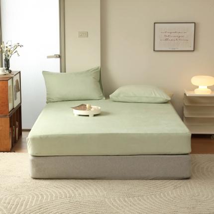 91家纺网 家纺一手货源 找家纺 Mr.pig猪先生水洗棉 2023新款牛奶绒纯色单品床笠 奶白