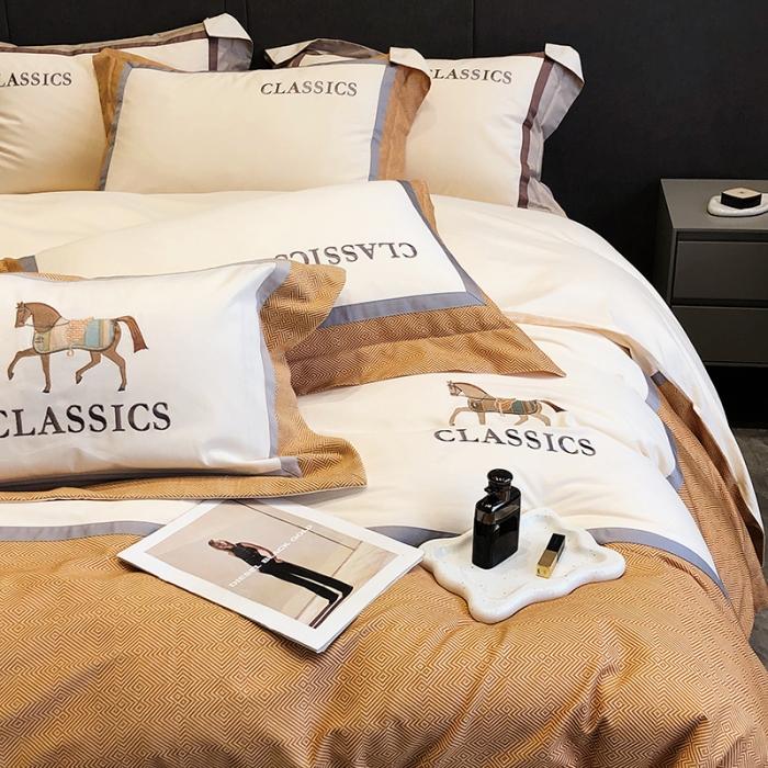 91家纺网 家纺一手货源 找家纺 黑白森林秋冬新品 100S超柔磨毛四件套四件套海岛棉全棉磨毛四季