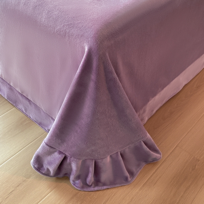 91家纺网 家纺一手货源 找家纺 米瑞娜 2024新款轻奢风埋绳款高克重牛奶绒四件套 美娜德-薇紫