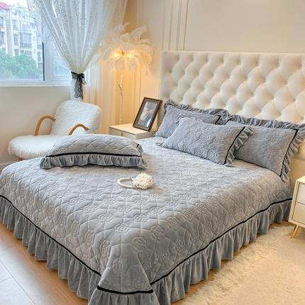 网红馆 2025新款高克重加厚保暖牛奶绒眷恋系列单床盖 眷恋-高级灰