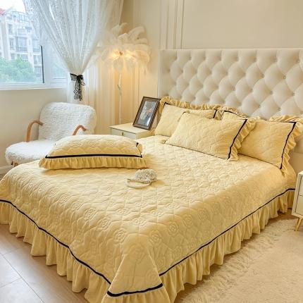 91家纺网 家纺一手货源 找家纺 麒豆豆 2023新款高克重加厚保暖牛奶绒眷恋系列单床盖 眷恋-奶油黄