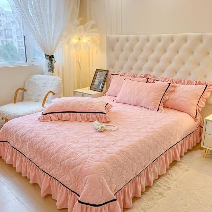 91家纺网 家纺一手货源 找家纺 麒豆豆 2023新款高克重加厚保暖牛奶绒眷恋系列单床盖 眷恋-少女粉