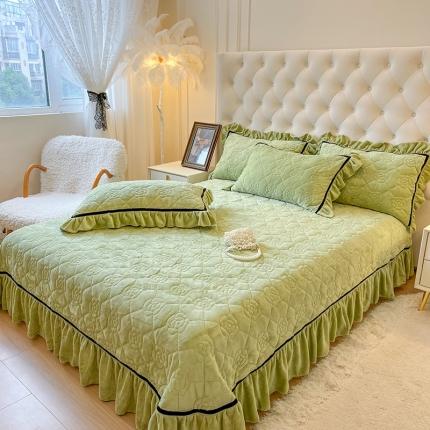 91家纺网 家纺一手货源 找家纺 麒豆豆 2023新款高克重加厚保暖牛奶绒眷恋系列单床盖 眷恋-水果绿