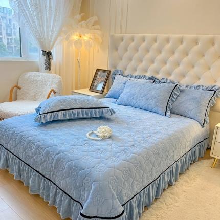 91家纺网 家纺一手货源 找家纺 麒豆豆 2023新款高克重加厚保暖牛奶绒眷恋系列单床盖 眷恋-天空蓝