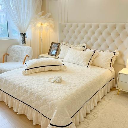 91家纺网 家纺一手货源 找家纺 麒豆豆 2023新款高克重加厚保暖牛奶绒眷恋系列单床盖 眷恋-元气白