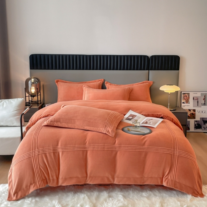 91家纺网 家纺一手货源 找家纺 总米瑞娜 轻奢风A类母婴级埋绳款高克重牛奶绒婴儿宝宝绒四件套-美娜德