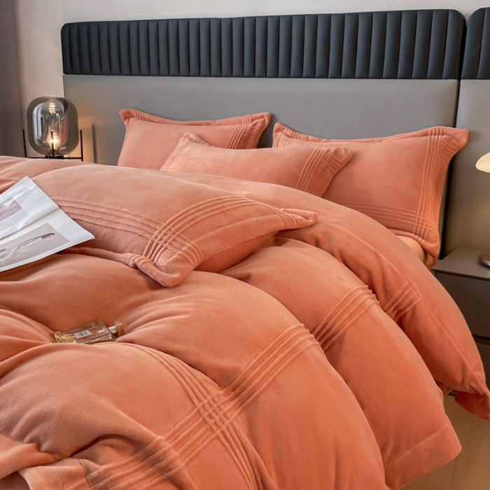 91家纺网 家纺一手货源 找家纺 总米瑞娜 轻奢风A类母婴级埋绳款高克重牛奶绒婴儿宝宝绒四件套-美娜德