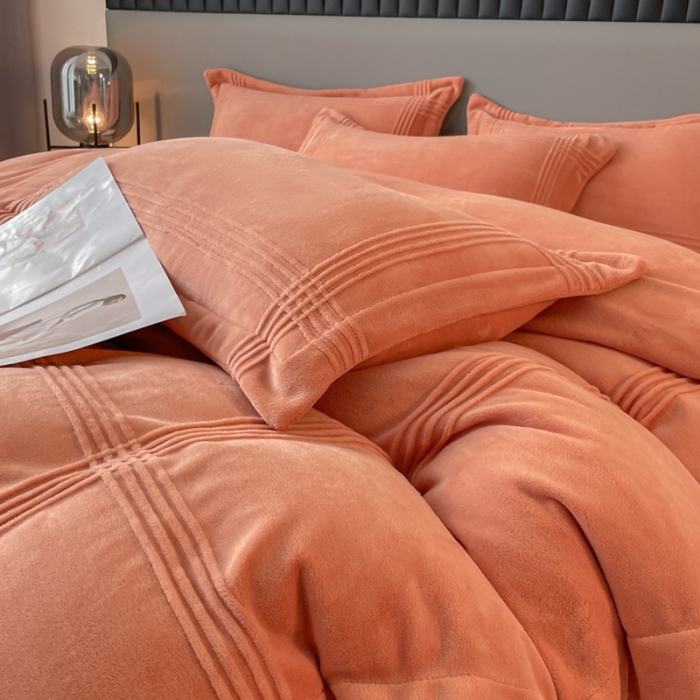 91家纺网 家纺一手货源 找家纺 总米瑞娜 轻奢风A类母婴级埋绳款高克重牛奶绒婴儿宝宝绒四件套-美娜德