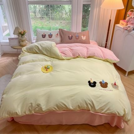 91家纺网 家纺一手货源 找家纺 （总）子钦家纺 2023新款棉+牛奶绒毛巾绣ins风四件套