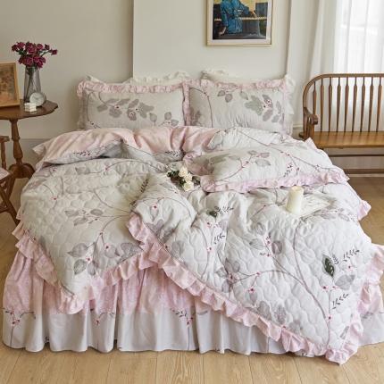 91家纺网 家纺一手货源 找家纺 （总）爱妮玖玖 2023新款全棉春暖系列全套夹棉床裙床笠四件套