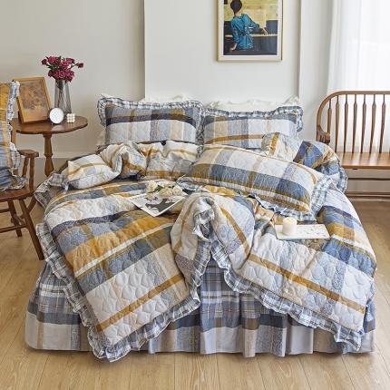 91家纺网 家纺一手货源 找家纺 （总）爱妮玖玖 2023新款全棉春暖系列全套夹棉床裙床笠四件套