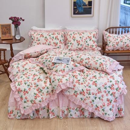 91家纺网 家纺一手货源 找家纺 （总）爱妮玖玖 2023新款全棉春暖系列全套夹棉床裙床笠四件套