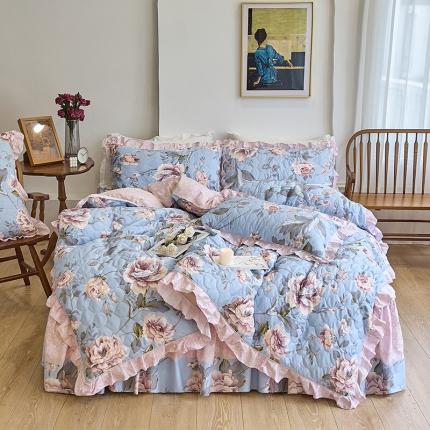 91家纺网 家纺一手货源 找家纺 （总）爱妮玖玖 2023新款全棉春暖系列全套夹棉床裙床笠四件套