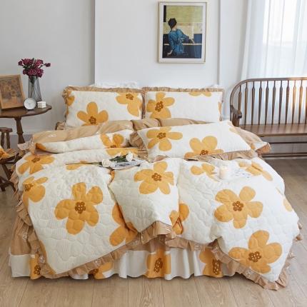 91家纺网 家纺一手货源 找家纺 （总）爱妮玖玖 2023新款全棉春暖系列全套夹棉床裙床笠四件套