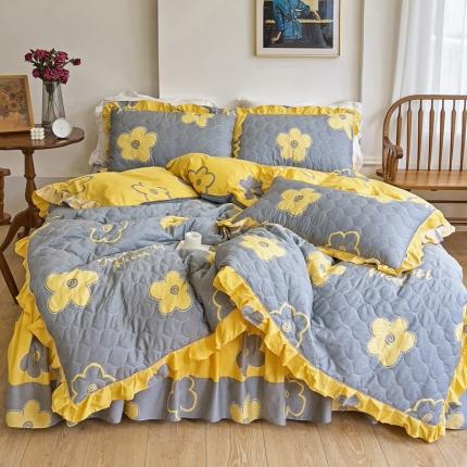 91家纺网 家纺一手货源 找家纺 （总）爱妮玖玖 2023新款全棉春暖系列全套夹棉床裙床笠四件套