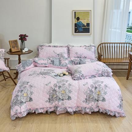 91家纺网 家纺一手货源 找家纺 （总）爱妮玖玖 2023新款全棉春暖系列全套夹棉床裙床笠四件套