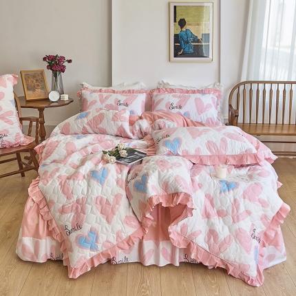 91家纺网 家纺一手货源 找家纺 （总）爱妮玖玖 2023新款全棉春暖系列全套夹棉床裙床笠四件套