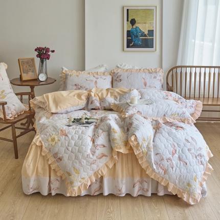 91家纺网 家纺一手货源 找家纺 （总）爱妮玖玖 2023新款全棉春暖系列全套夹棉床裙床笠四件套