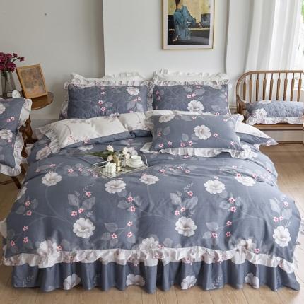 91家纺网 家纺一手货源 找家纺 （总）爱妮玖玖 2023新款全棉春暖系列夹棉床裙四件套配花边被套