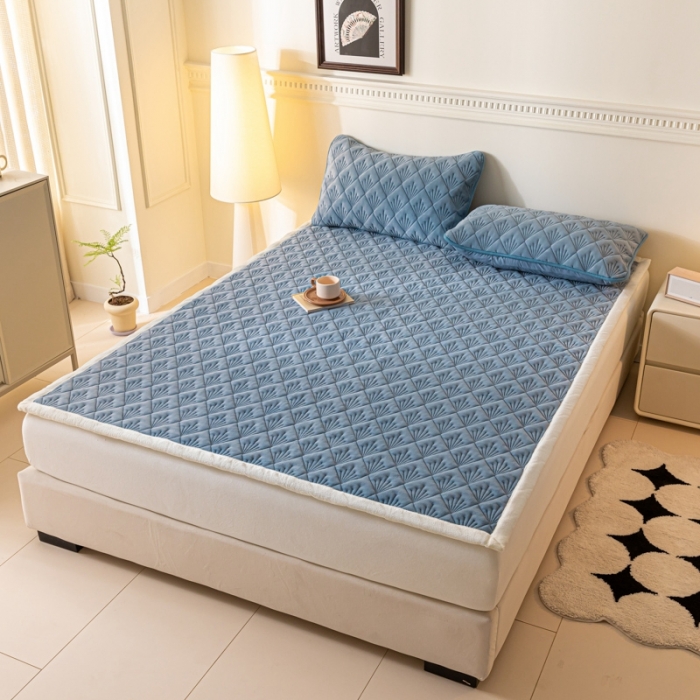 91家纺网 家纺一手货源 找家纺 鑫钰 2023秋冬新款加厚保暖牛奶绒床垫床护垫学生宿舍专用床褥子 烟花-宝石蓝