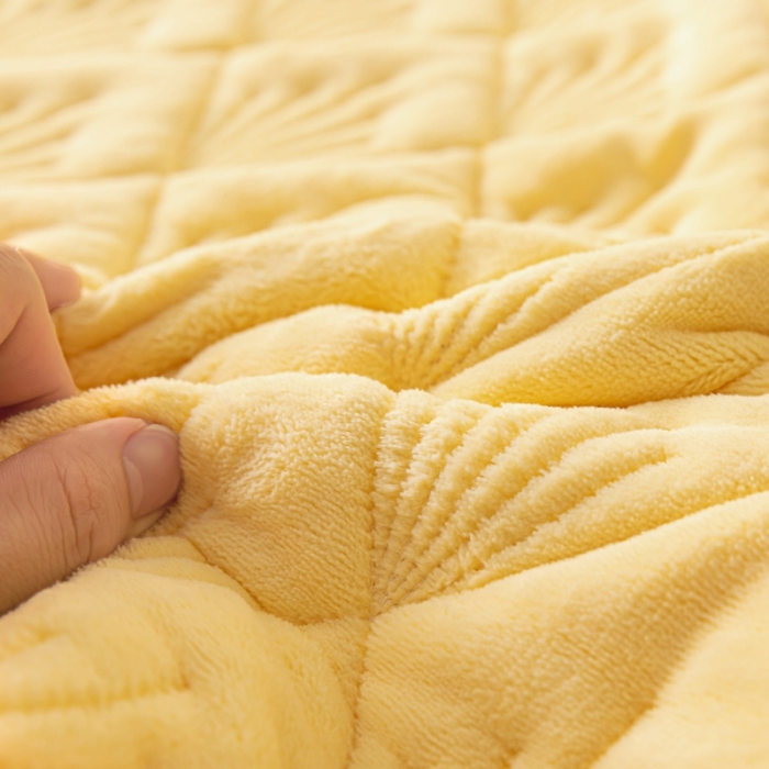 91家纺网 家纺一手货源 找家纺 鑫钰 2023秋冬新款加厚保暖牛奶绒床垫床护垫学生宿舍专用床褥子 烟花-淡雅黄