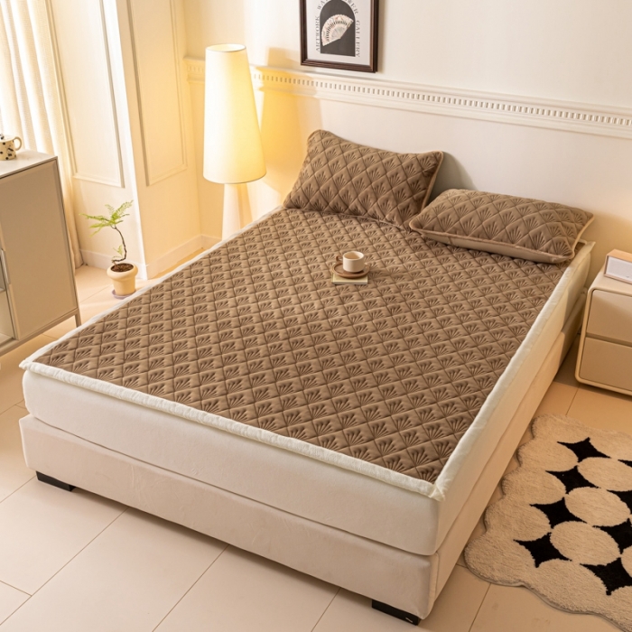 91家纺网 家纺一手货源 找家纺 鑫钰 2023秋冬新款加厚保暖牛奶绒床垫床护垫学生宿舍专用床褥子 烟花-摩卡棕