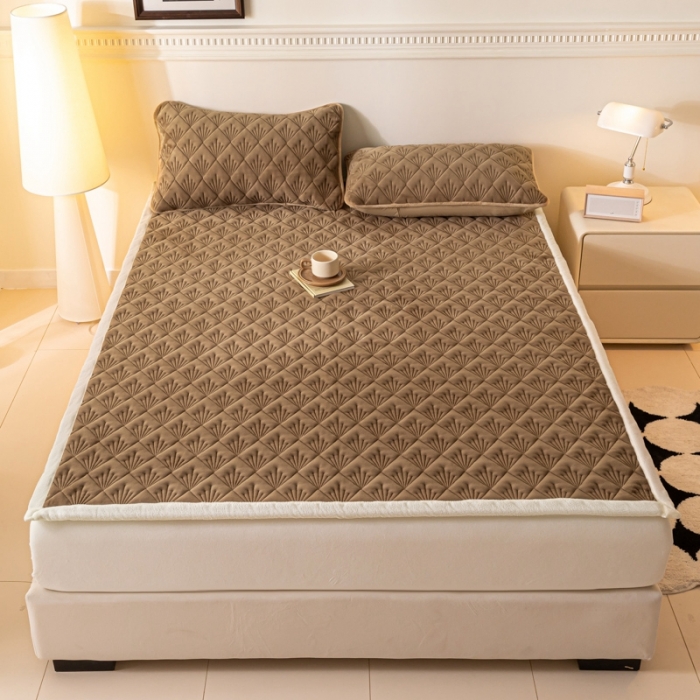 91家纺网 家纺一手货源 找家纺 鑫钰 2023秋冬新款加厚保暖牛奶绒床垫床护垫学生宿舍专用床褥子 烟花-摩卡棕