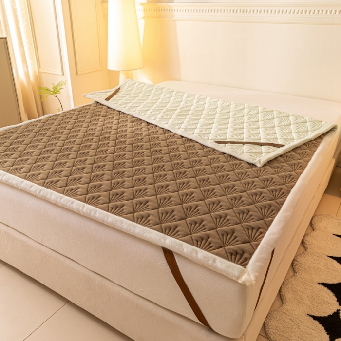 91家纺网 家纺一手货源 找家纺 鑫钰 2023秋冬新款加厚保暖牛奶绒床垫床护垫学生宿舍专用床褥子 烟花-摩卡棕