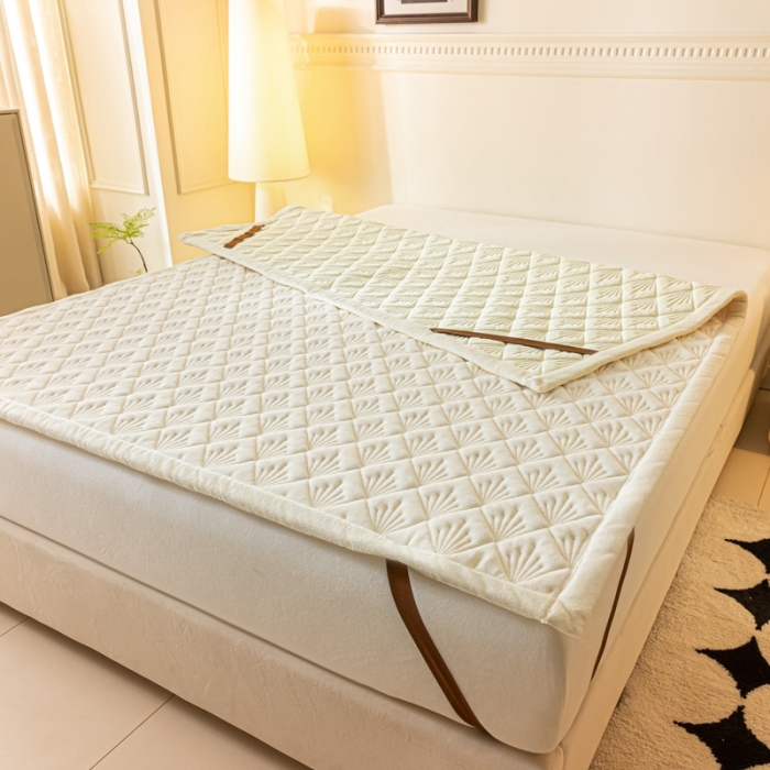 91家纺网 家纺一手货源 找家纺 鑫钰 2023秋冬新款加厚保暖牛奶绒床垫床护垫学生宿舍专用床褥子 烟花-优雅白