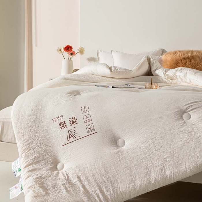 91家纺网 家纺一手货源 找家纺 爱宝被业 2023新款针织棉华夫格被-单被 白色