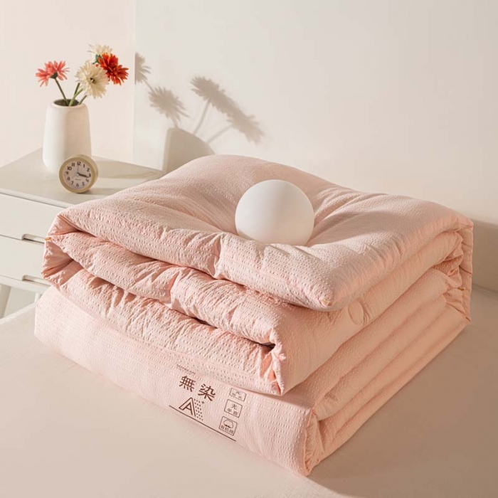 91家纺网 家纺一手货源 找家纺 爱宝被业 2023新款针织棉华夫格被-单被 粉色