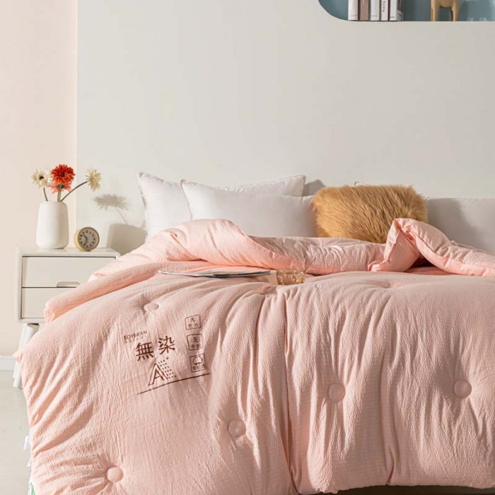 91家纺网 家纺一手货源 找家纺 爱宝被业 2023新款针织棉华夫格被-单被 粉色