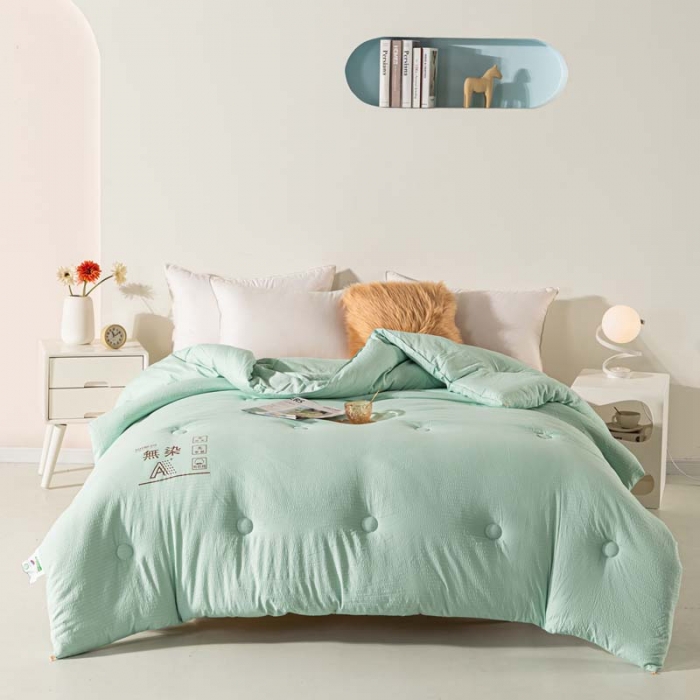 91家纺网 家纺一手货源 找家纺 爱宝被业 2023新款针织棉华夫格被-单被 绿色