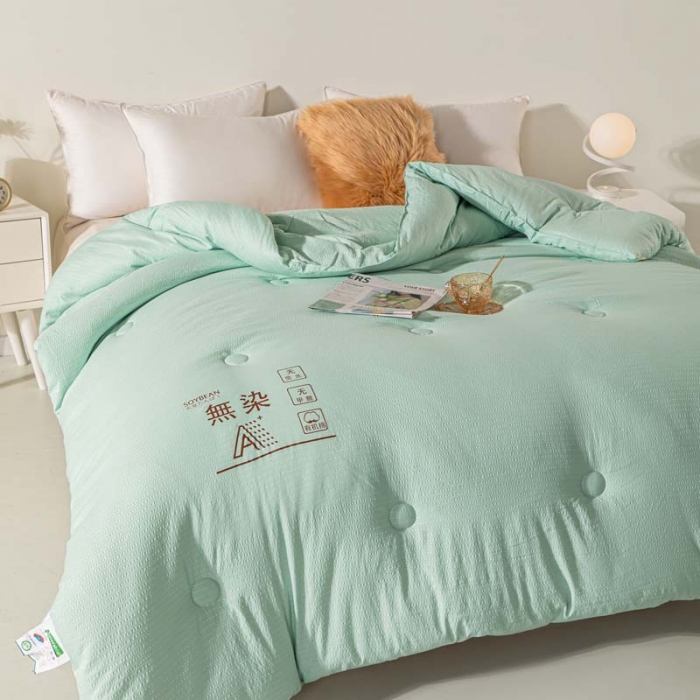 91家纺网 家纺一手货源 找家纺 爱宝被业 2023新款针织棉华夫格被-单被 绿色