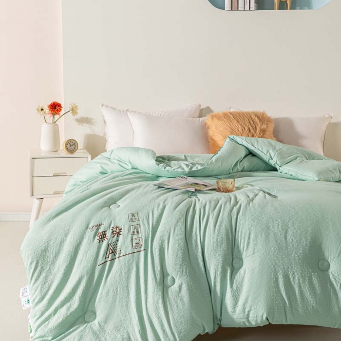 91家纺网 家纺一手货源 找家纺 爱宝被业 2023新款针织棉华夫格被-单被 绿色
