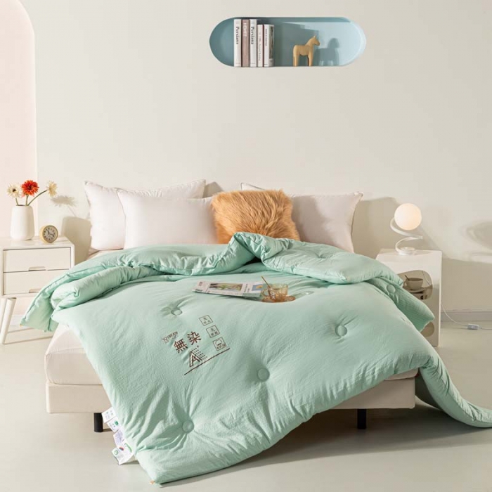 91家纺网 家纺一手货源 找家纺 爱宝被业 2023新款针织棉华夫格被-单被 绿色