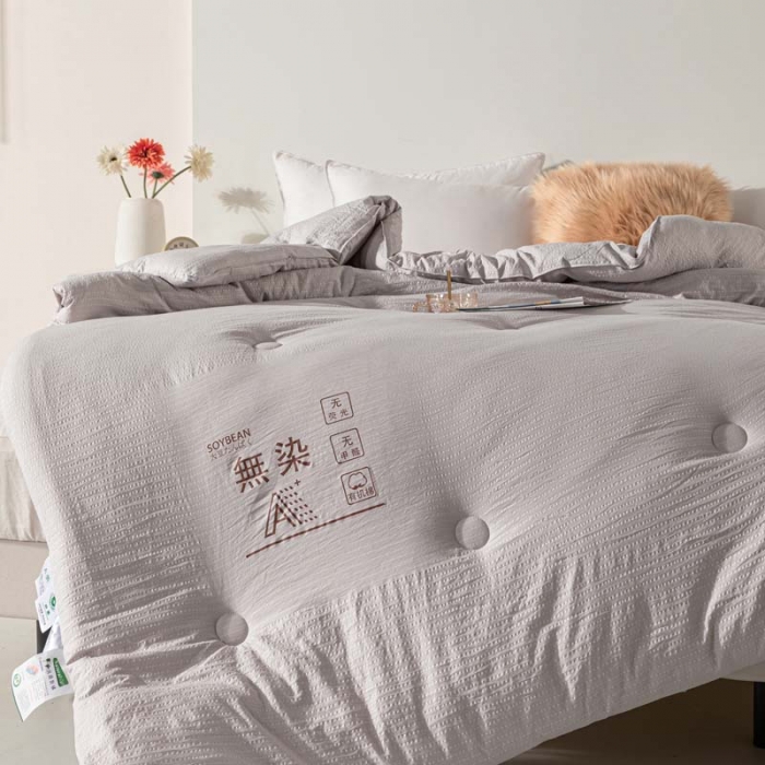 91家纺网 家纺一手货源 找家纺 爱宝被业 2023新款针织棉华夫格被-单被 浅灰