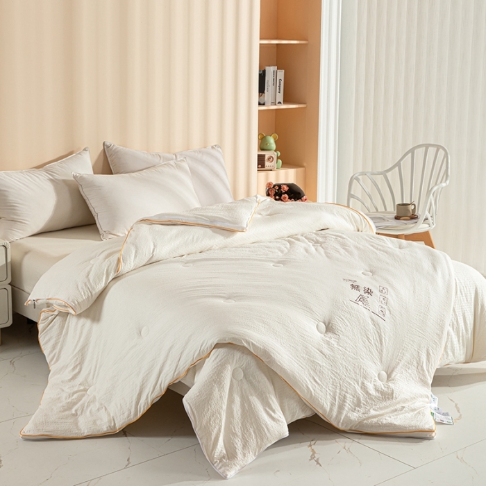 91家纺网 家纺一手货源 找家纺 爱宝被业 2025新款针织棉华夫格被-子母被 白色