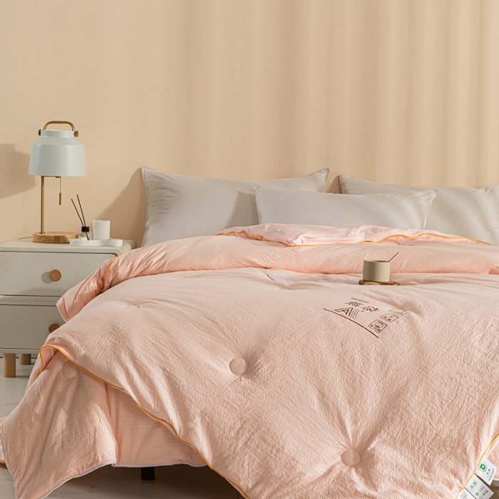 91家纺网 家纺一手货源 找家纺 爱宝被业 2025新款针织棉华夫格被-子母被 粉色