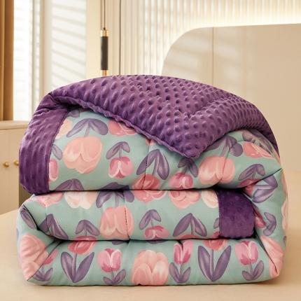 91家纺网 家纺一手货源 找家纺 蔻之羽 2024新款水洗棉豆豆绒冬被直播爆款被子被芯 郁金香