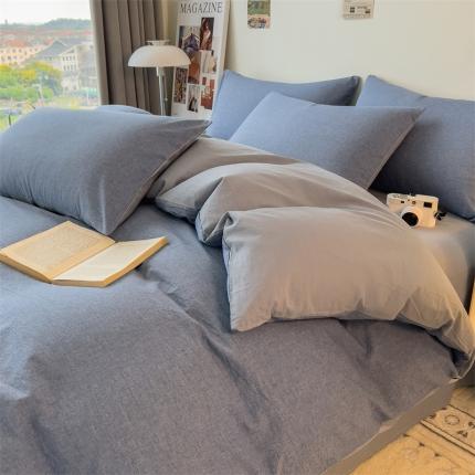 芃成 2023新款全棉水洗棉四件套 牛仔蓝