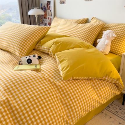 芃成 2023新款全棉水洗棉四件套 黄小格