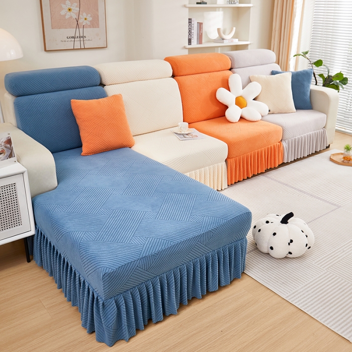 91家纺网 家纺一手货源 找家纺 天下布艺 2023新款初见裙边摇粒绒沙发垫 初见-拼色