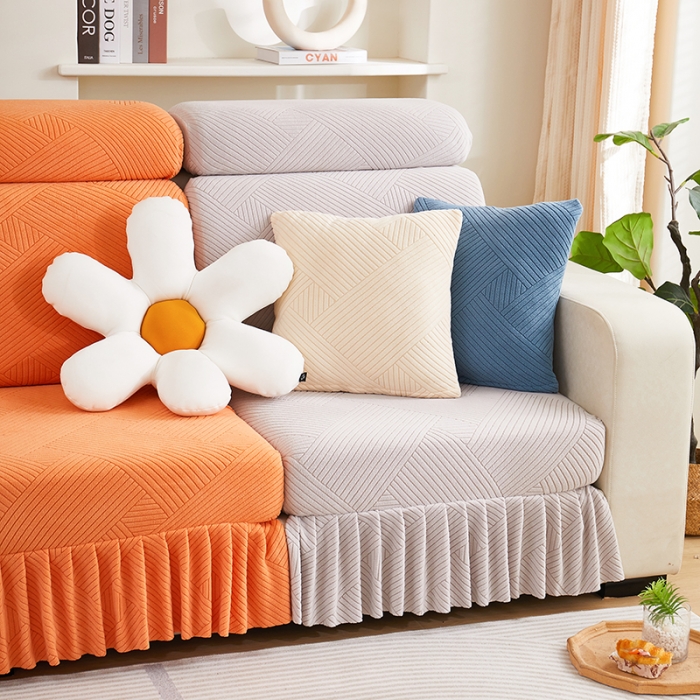 91家纺网 家纺一手货源 找家纺 天下布艺 2023新款初见裙边摇粒绒沙发垫 初见-拼色