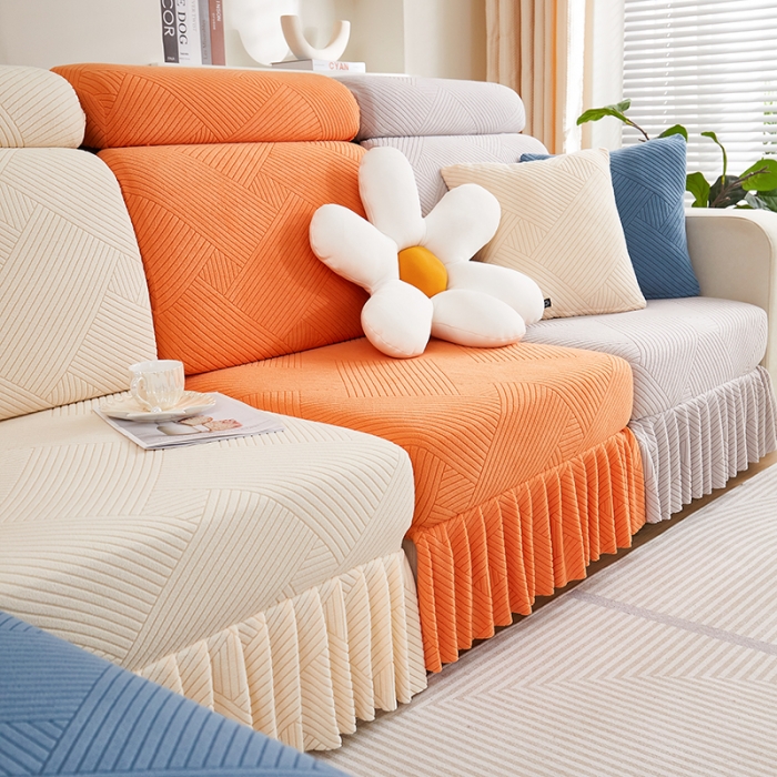 91家纺网 家纺一手货源 找家纺 天下布艺 2023新款初见裙边摇粒绒沙发垫 初见-拼色